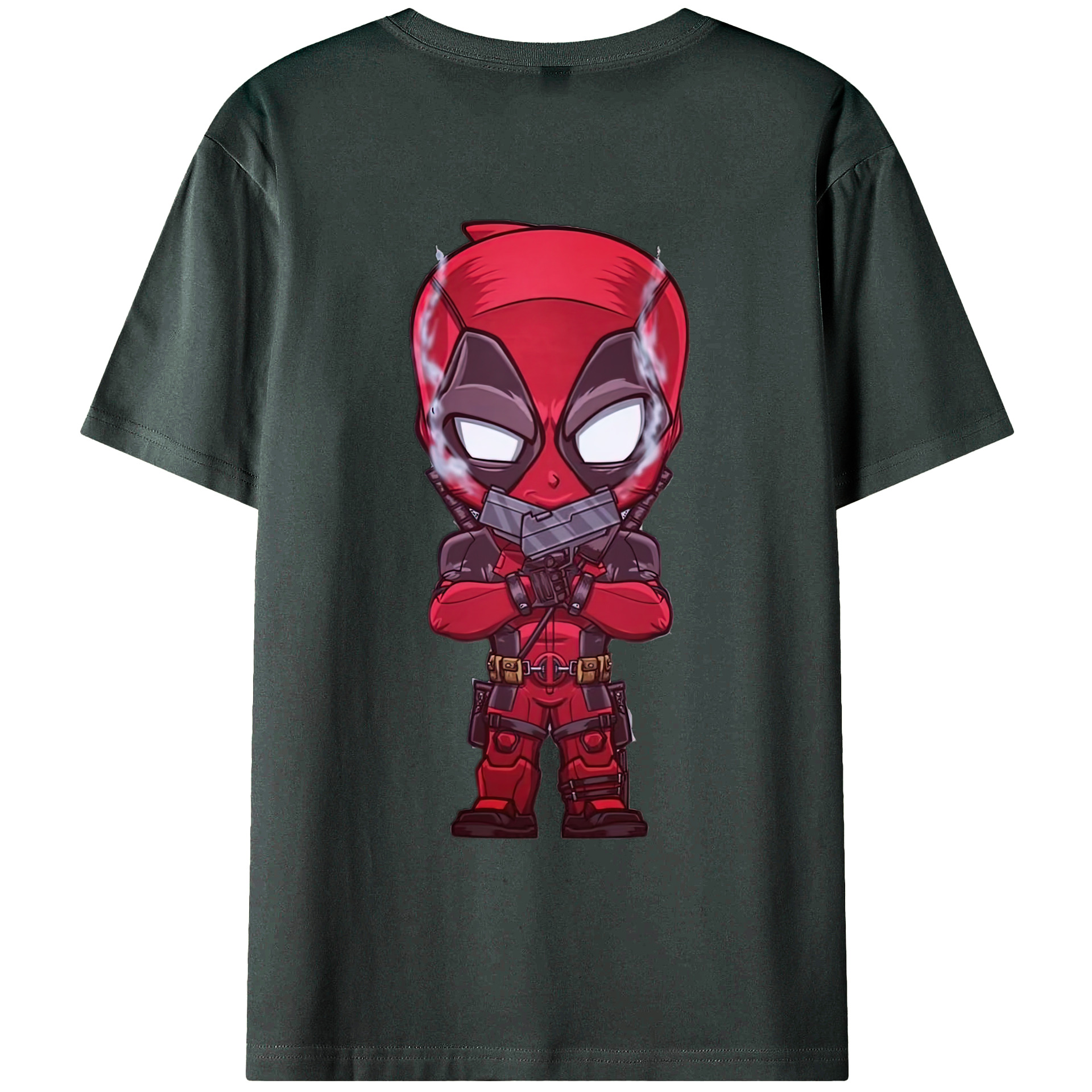 （画像用） Deadpool デッドプール 綿100％ メンズ半袖Tシャツ（バックプリント） 通気性